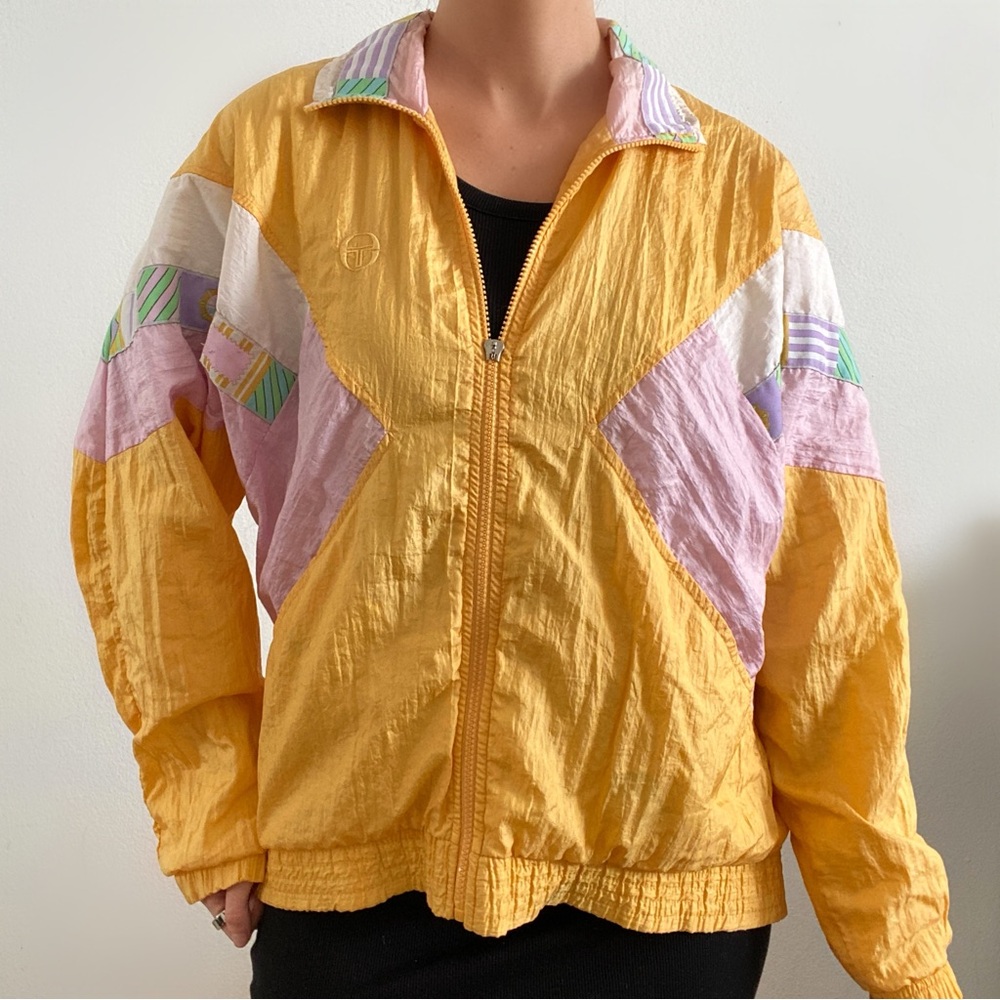 Vintage 80s Sergio Tacchini Pastel Windbreaker Jacket Size 8 Medium Womens